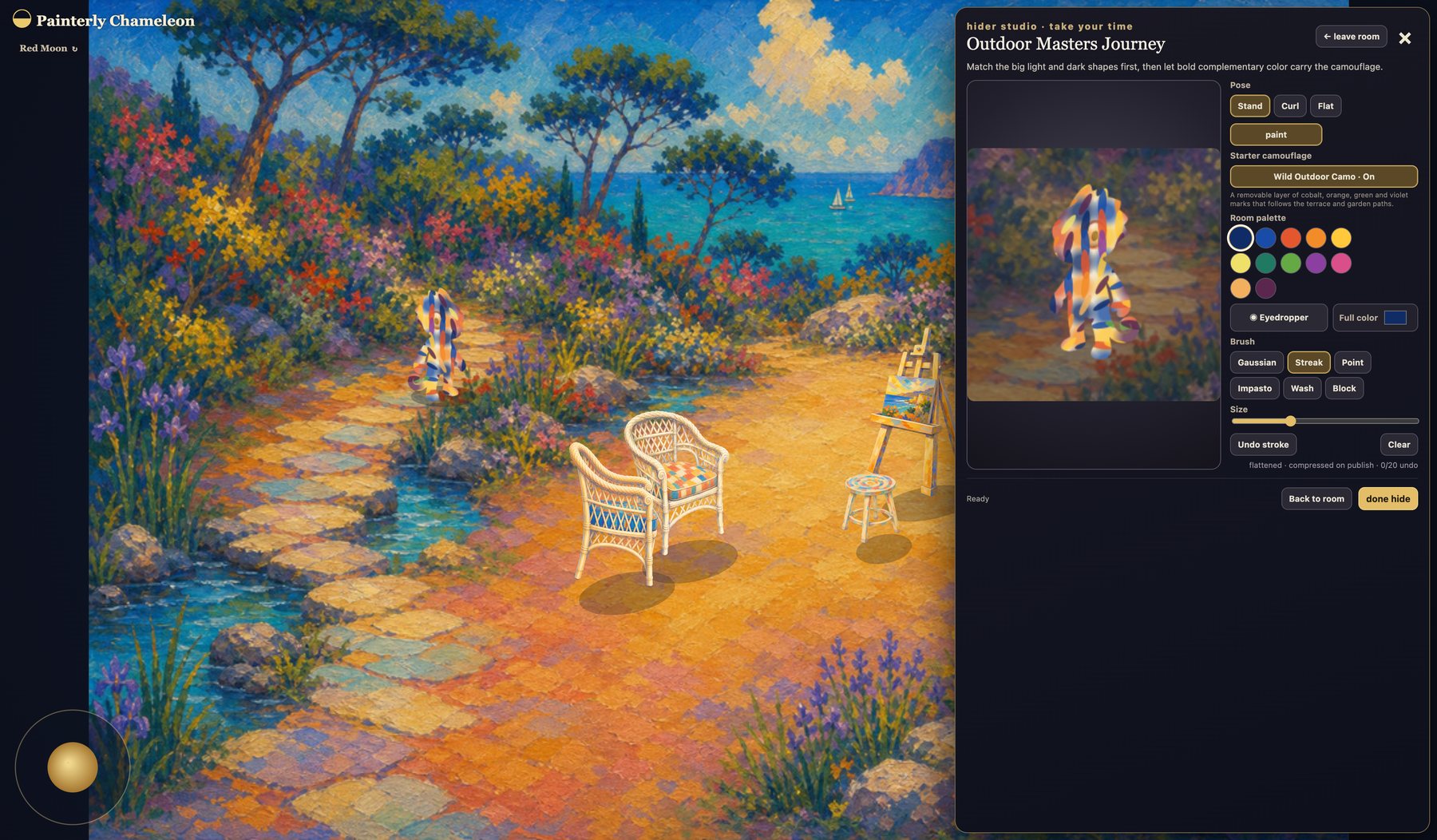 Painterly Chameleon Paint Studio beside a colorful outdoor art room